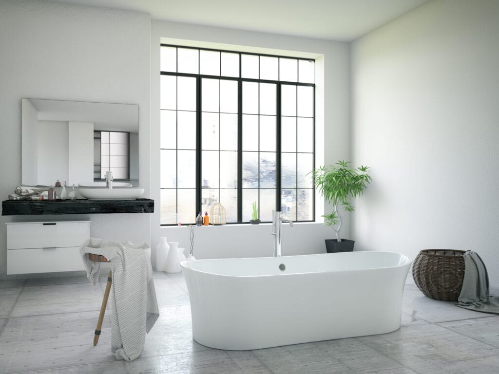 Bathtub in the modern interior affordable bathroom décor